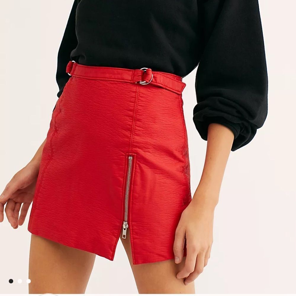 FREE PEOPLE vegan Leather Midnight Magic Skirt